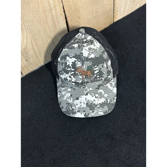 Moose Jaw Canada Digital Pixel Camo Snapback Hat/Cap Black Gray White - Picture 5 of 12